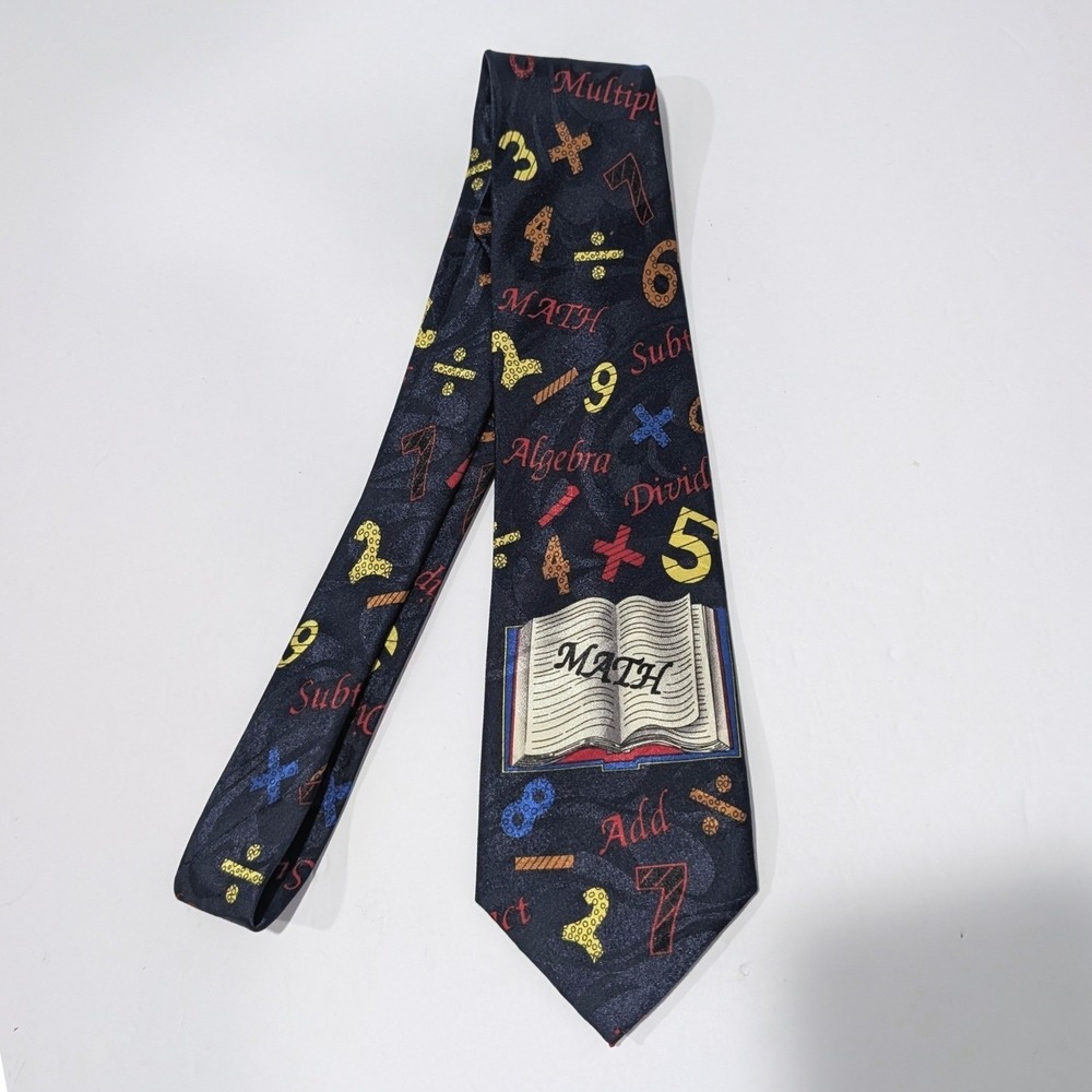 Steven Harris Mens Math Novelty Tie Navy Blue Teacher Algebra Numbers Symbols